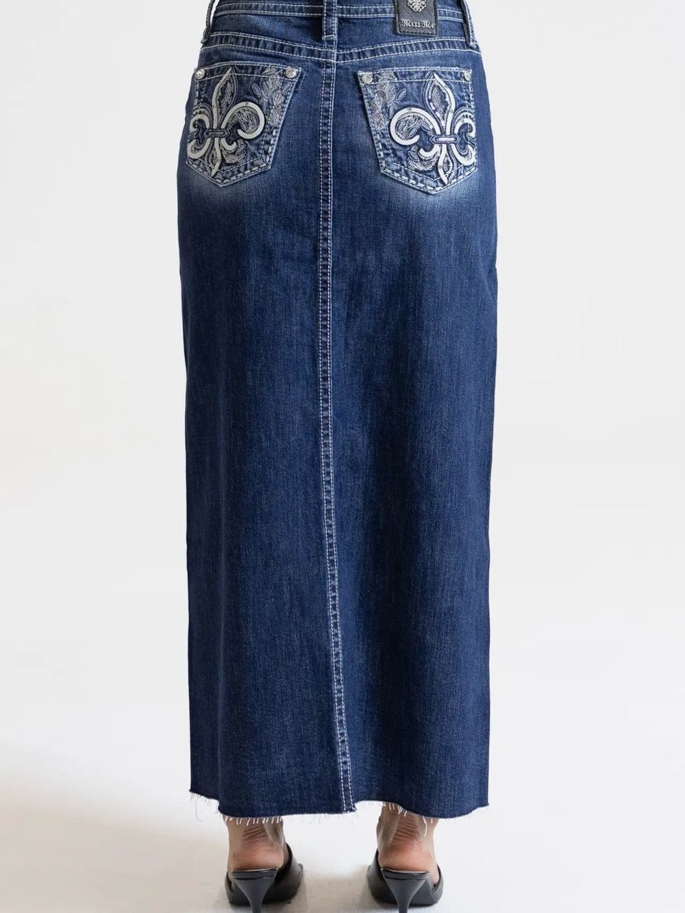 Miss Me Dark Blue Denim Maxi Skirt - Picture 2 of 10